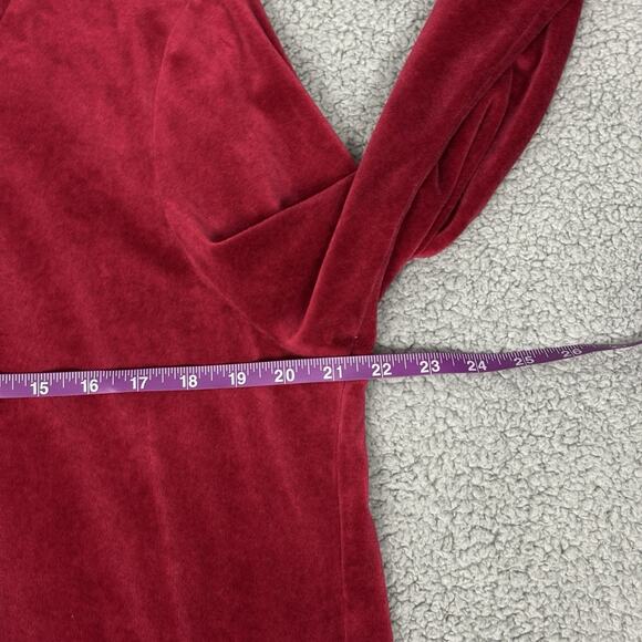 pureJill Velvet Velour Top Sz XL petite Turtleneck Crimson Red Pima Cotton Blend - Picture 6 of 14